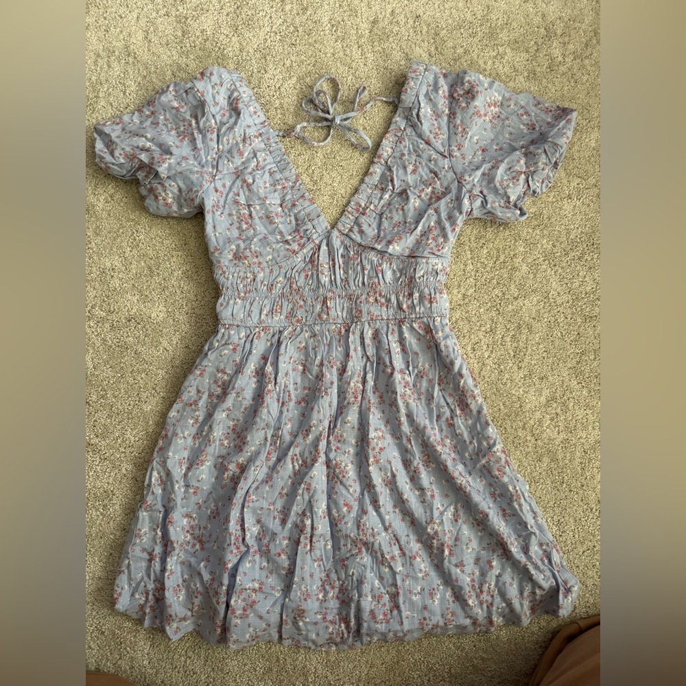 Altar'd State Light Blue Floral Babydoll Dress